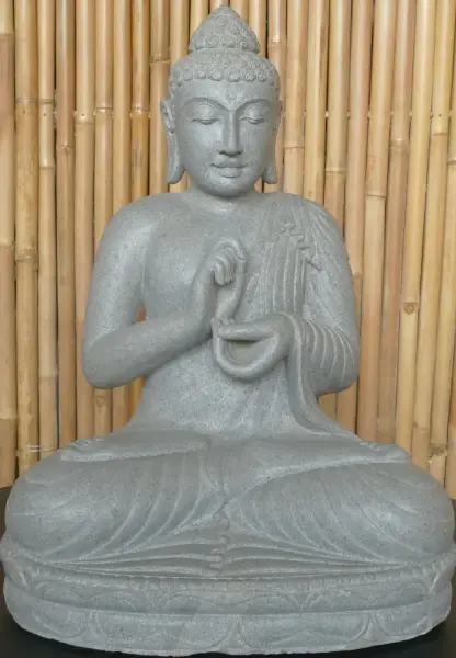 Product image 1 of the product “Seated Buddha made of Riverstone, position Dharmachakra , H. 71cm. ”